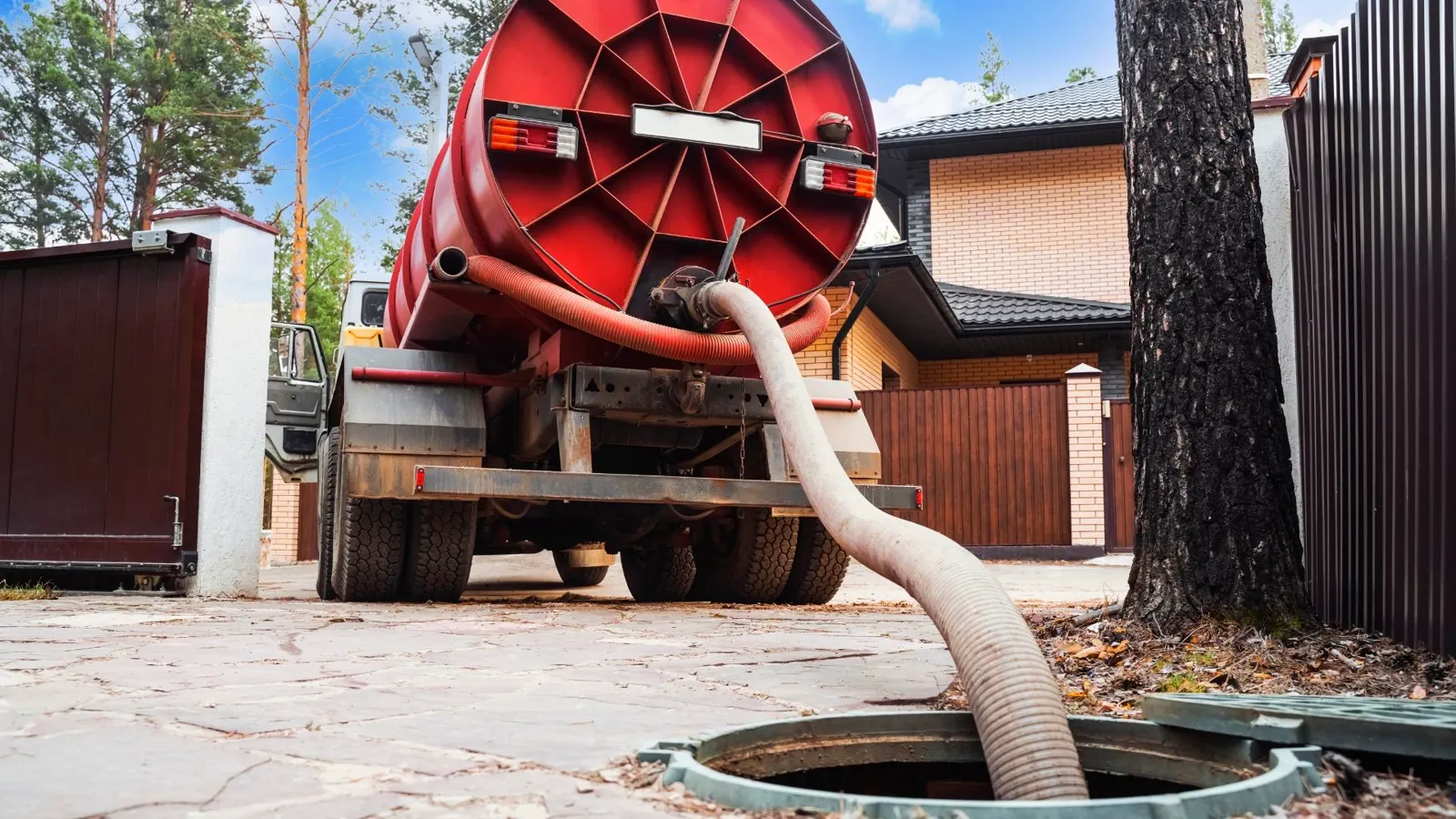 Septic service truck setup for pumping